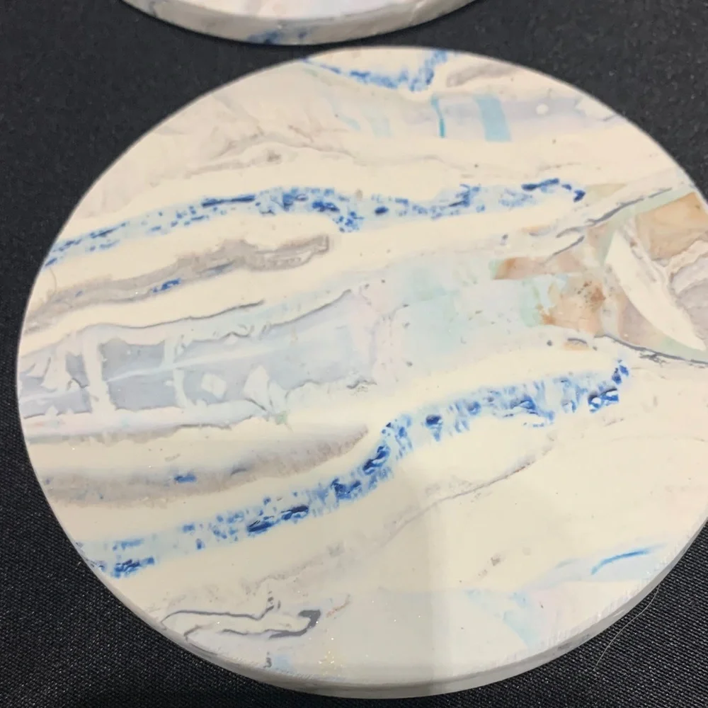 Clay Marble Design Patterned Coasters Set